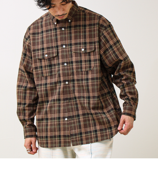 【BOY ASTLAD刺繍】 フラップポケット ボタンダウンネルシャツ