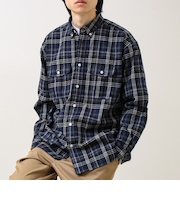 【BOY ASTLAD刺繍】 フラップポケット ボタンダウンネルシャツ