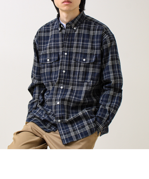 【BOY ASTLAD刺繍】 フラップポケット ボタンダウンネルシャツ