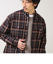 【BOY ASTLAD刺繍】 フラップポケット ボタンダウンネルシャツ