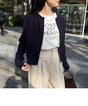 ハンド刺繍ハートZIPカーディガン