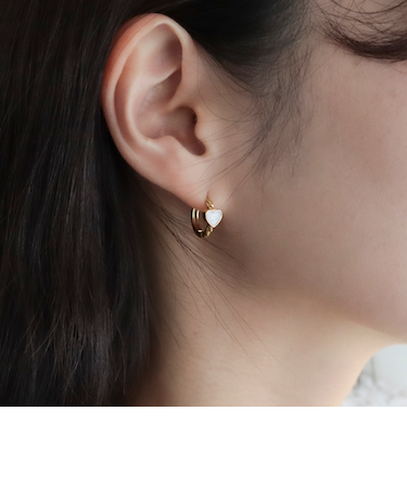 ステンレスハートリングピアス