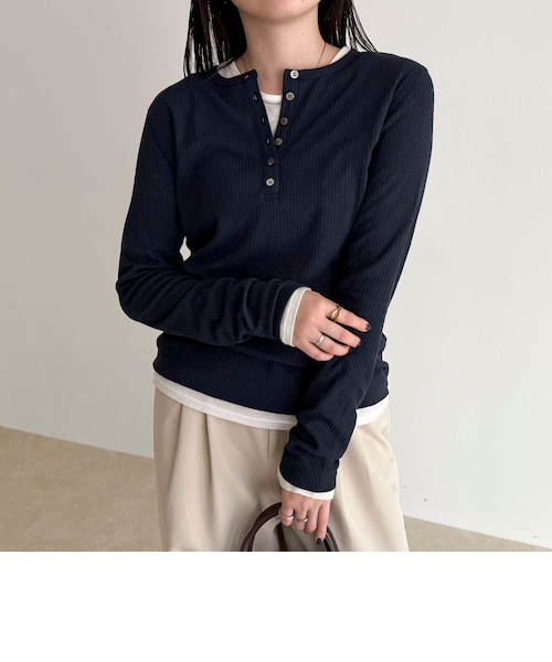 シアーテレコヘンリーネックプルオーバー 2枚セット 追加2》シアーテレコヘンリーネックプルオーバー（Tシャツ／カットソー