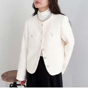 ノーカラーツィードジャケット