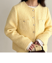 ノーカラーツィードジャケット