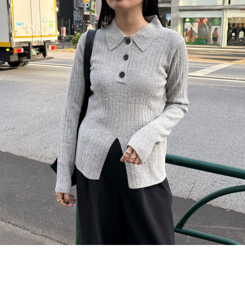 センタースリット衿付きプルオーバー