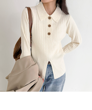 センタースリット衿付きプルオーバー