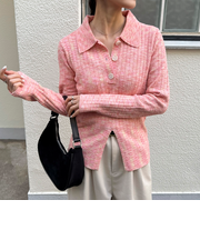 センタースリット衿付きプルオーバー