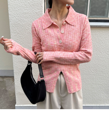 センタースリット衿付きプルオーバー