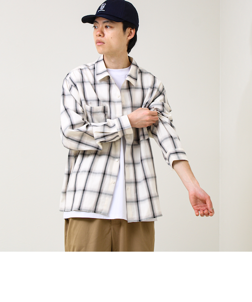 【奥行きのある色合い】オンブレチェック ロングスリーブシャツ