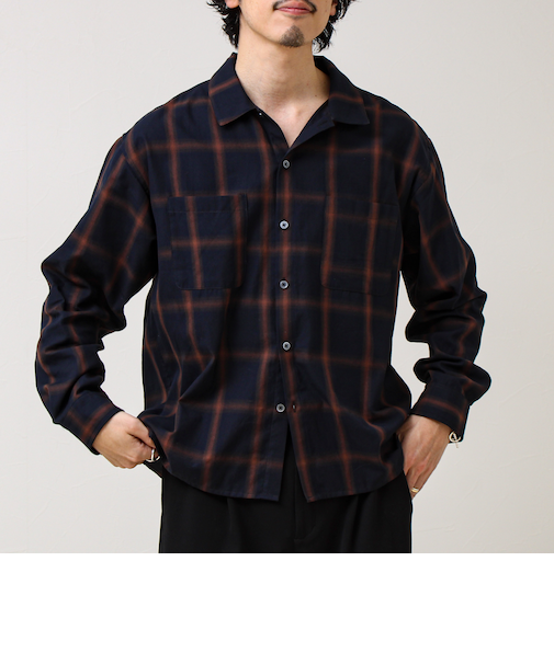 【奥行きのある色合い】オンブレチェック ロングスリーブシャツ