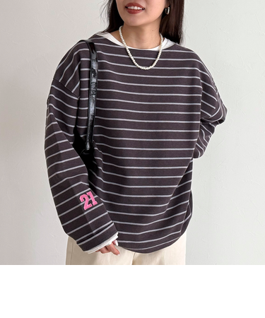 ニットソーボーダーBIGプルオーバー