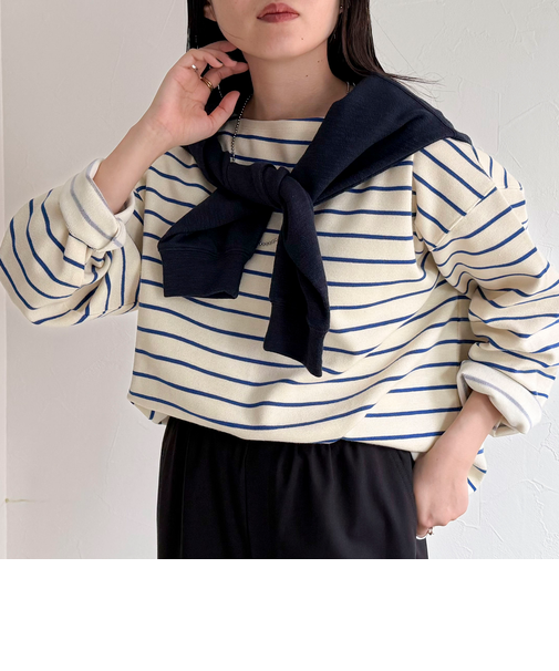 ニットソーボーダーBIGプルオーバー