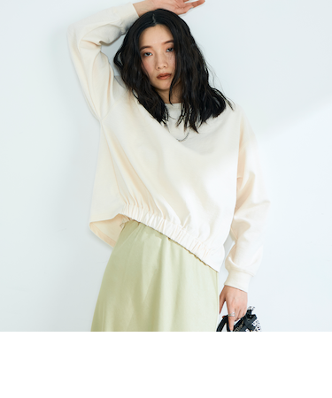 裾インゴムブークレープルオーバー