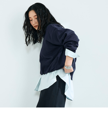 裾インゴムブークレープルオーバー