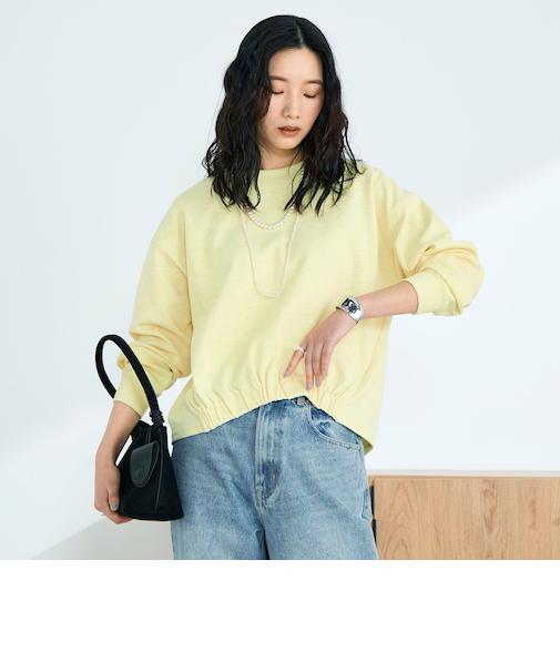 裾インゴムブークレープルオーバー