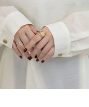 カラーストーン×メタルラインリング