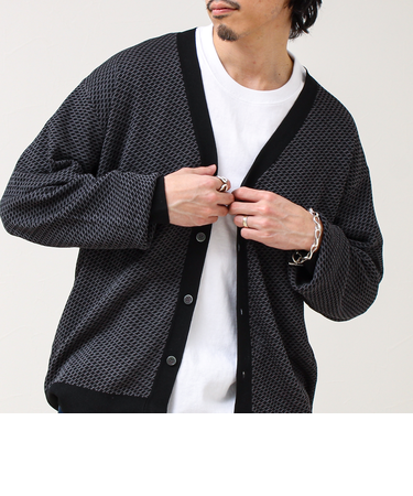 【シャリ感で軽やか】バーズアイVネック crunchyカーデ