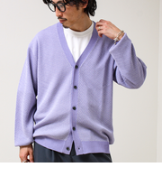 【シャリ感で軽やか】バーズアイVネック crunchyカーデ