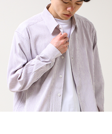 【清涼感のある表情】ストライプレギュラーカラーシャツ
