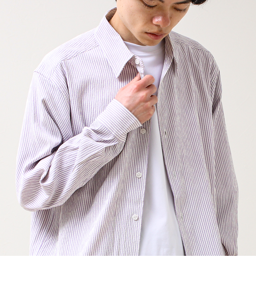 【清涼感のある表情】ストライプレギュラーカラーシャツ