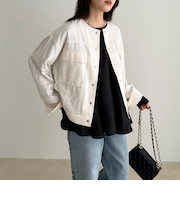 ニュアンスデニムノーカラージャケット