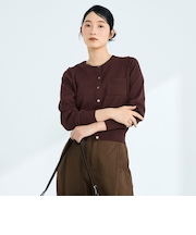 FR刺繍コットン混BASICカーディガン