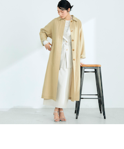 リネン混タンブラーステンカラーコート