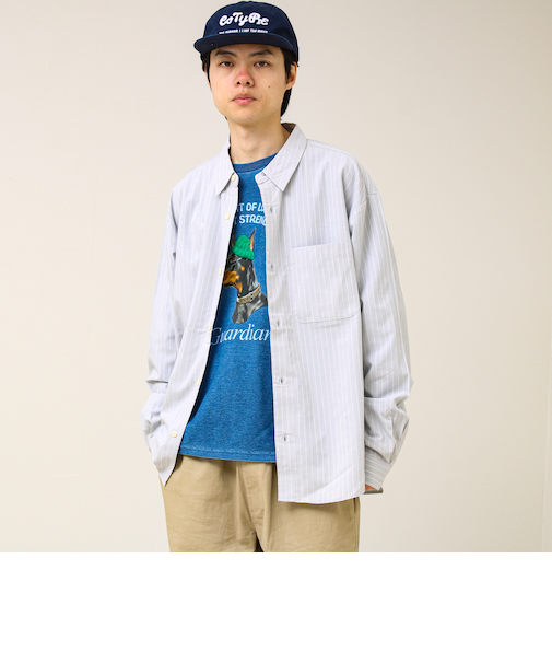 【ストライプ/無地】レーヨン混 レギュラーカラーシャツ