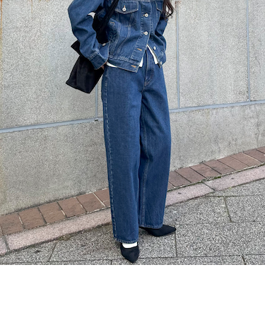《セットアップ対応》ワイドテーパードデニムパンツ