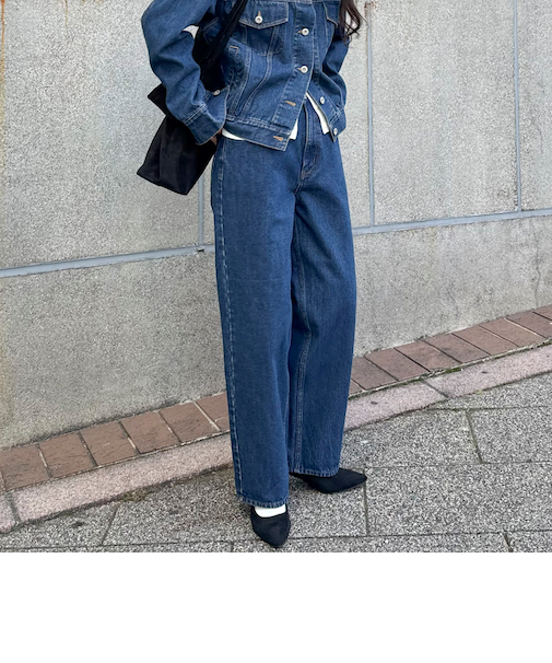 《セットアップ対応》ワイドテーパードデニムパンツ