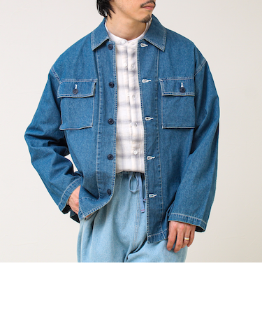 【デニム/リップストップ】ミリタリーオーバーシャツ