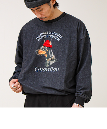 【立体アップリケ】カットデニム風 ニットアップリケスウェット