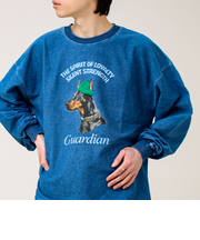 【立体アップリケ】カットデニム風 ニットアップリケスウェット