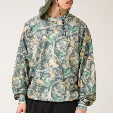 【無地/リアルツリーカモ】ミニ裏毛 裾ドロストスウェット