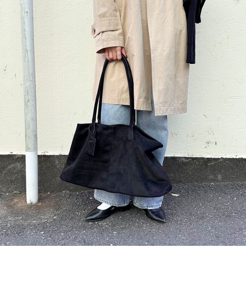 フェイクスエードワイドトートバッグ