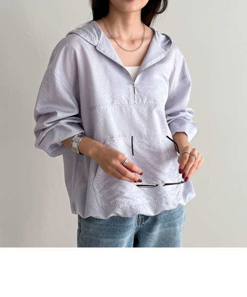 ストライプアノラックシャツブルゾン