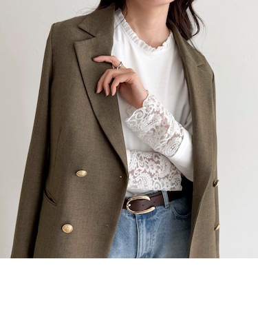 【1枚でもレイヤードでも◎】レーススリーブ衿フリルロンTシャツ