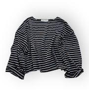 【人気商品の新型】ボーダーハートステッチルーズロンTシャツ