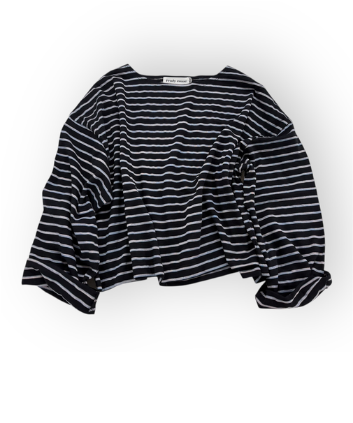 【人気商品の新型】ボーダーハートステッチルーズロンTシャツ