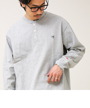 【BOY刺繍】裏グラデーション ヘンリーネック ロンT