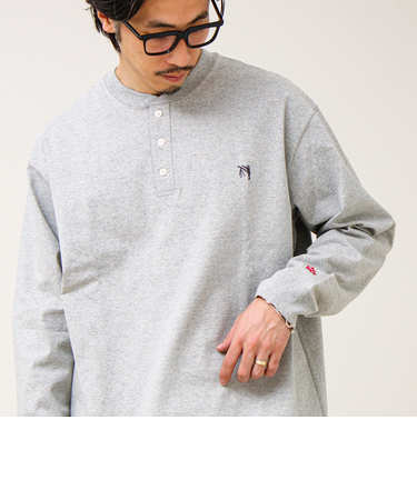 【BOY刺繍】裏グラデーション ヘンリーネック ロンT