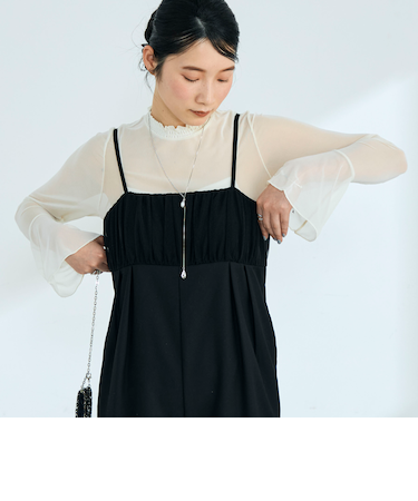 フレアスリーブシアーチュールプルオーバー