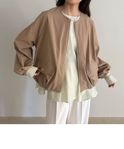 2WAYノーカラー撥水サーブルクロスブルゾン