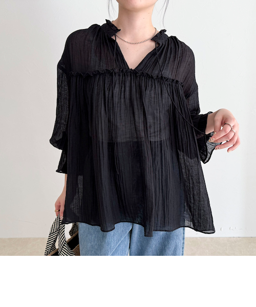 LINEN混シアー楊柳ブラウス｜フレディ＆グロスターの通販｜&mall