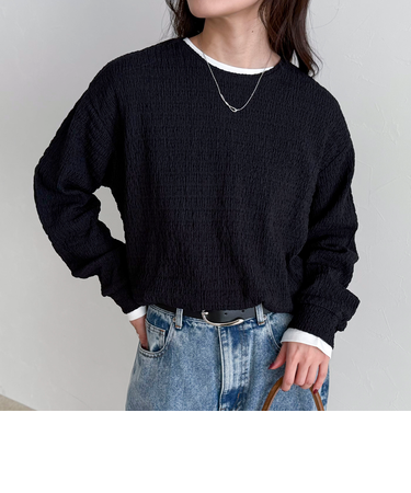 ラウンドヘムカットブラウス