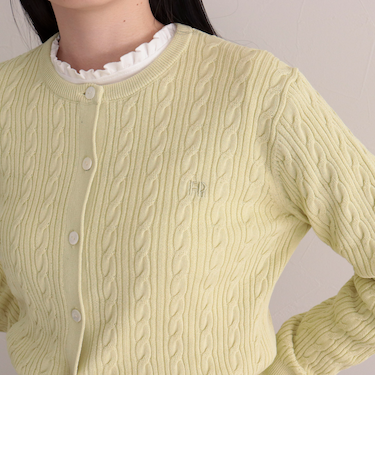 FR刺繍ケーブル柄ニットカーディガン