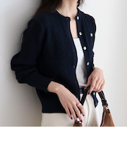 FR刺繍ケーブル柄ニットカーディガン