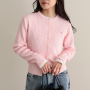 FR刺繍ケーブル柄ニットカーディガン