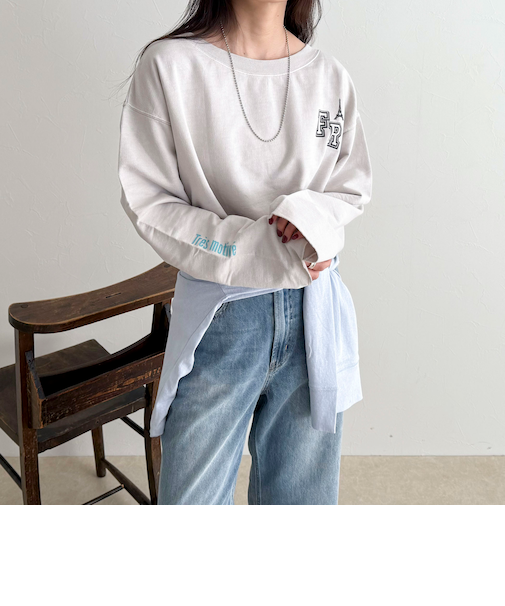 ヴィンテージ加工裏毛オフショルプルオーバー